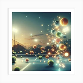 Tennis Court At Night Art Print