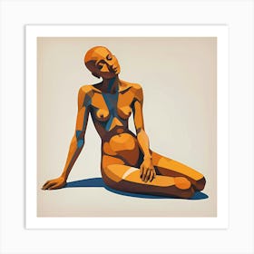 Meditative Serenity: Nude Woman Sitting On The Ground Art Print