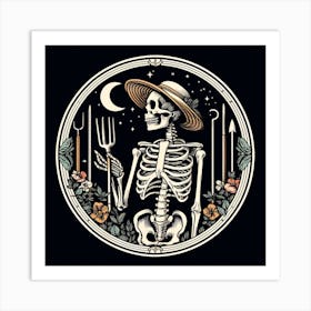 Skeleton Holding A Fork Art Print