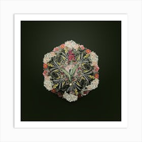 Vintage Lachenalia Pendula Flower Wreath on Olive Green n.0838 Art Print