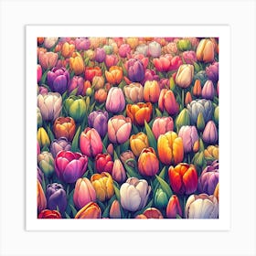 Colorful Tulips Art Print