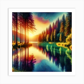 Sunset By The Lake 14 Art Print