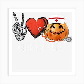 Peace Love Halloween Leopard Pattern Heart Registered Nurse Art Print