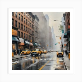 Busy Streets View New York City Taxis Art Print