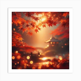 Autumn Leaves In Japanese Temple Art Print