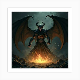 Demon Conjuring Dark Magic In A Glowing, Eerie Vortex 1 Art Print