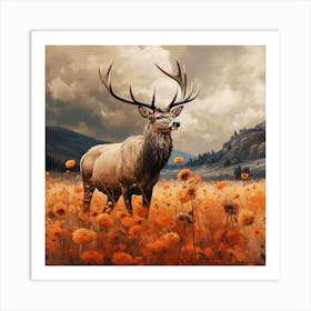 Elk In The Field 2 Art Print