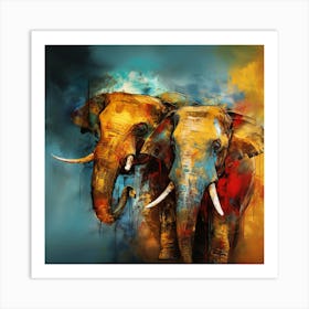 Elephants Canvas Art Art Print