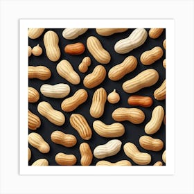 Peanuts On Black Background Art Print