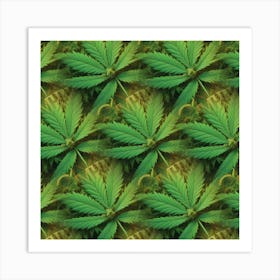 Seamless Pattern With Marijuana Leaves Art Print