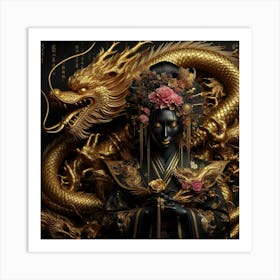 Chinese Woman With Dragon Art Print