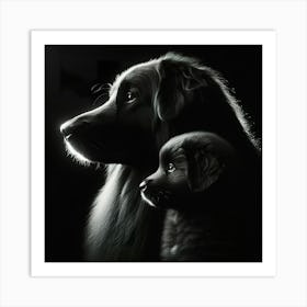 Black And White Dog Portrait 1 Art Print