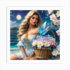 Beautiful Girl With A Basket Art Print