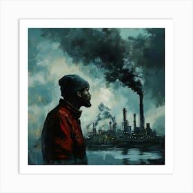 Man Looking At Smokestacks Art Print