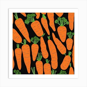 Carrots On Black Background 2 Art Print