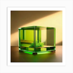 Green Glass Cube Art Print