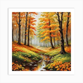 Forest In Autumn In Minimalist Style Square Composition 184 Art Print