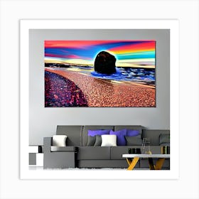 Rainbow At The Beach Art Print