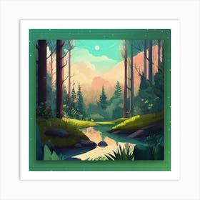 Majestic Forest Beautiful Nature Scene 1 Art Print