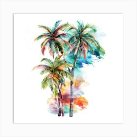 Watercolor Palm Trees 3 Art Print