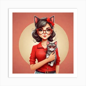 Cat Girl Art Print