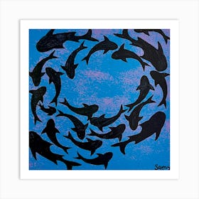 Black Moon of Fish Art Print