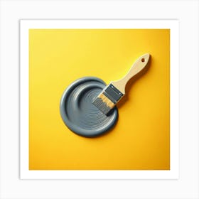 Paint Brush On A Yellow Background Art Print