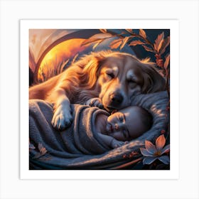 Dog And A Baby Art Print