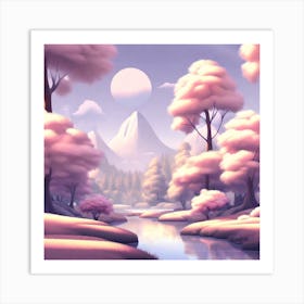 Pink Trees In The Forest Art Print