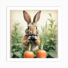 Rabbit With Camera Art Print