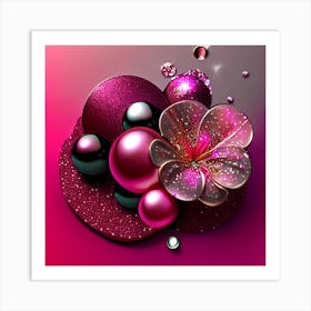 Glitter Splash Of Rose Art Print