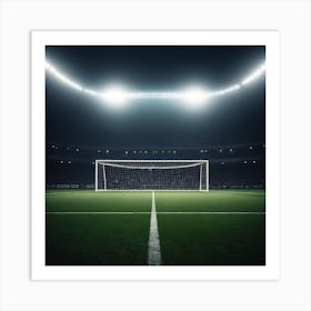 Soccer Field At Night Art Print