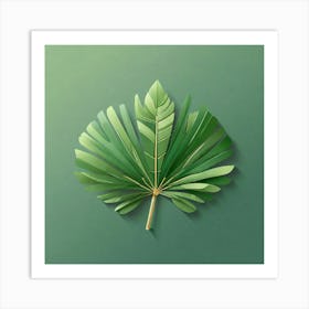 Green fan of palm leaves, Vector art 4 Art Print