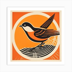 Retro Bird Lithograph Sparrow 7 Art Print