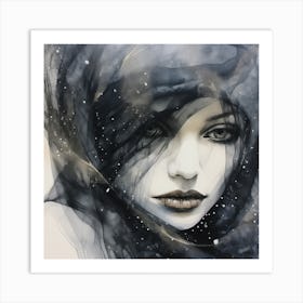 Black Ink Woman 1 Art Print