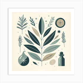 Scandinavian style, Bay leaf and rosemary 3 Art Print