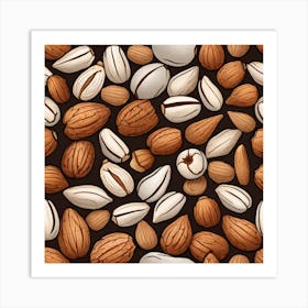 Almonds Seamless Pattern 1 Art Print