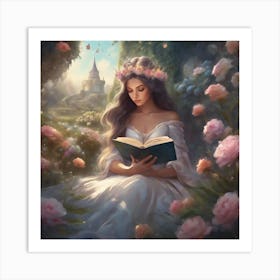 Fairytale Princess Reading A Book Art Print