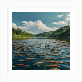 Koi Fish In A River Art Print