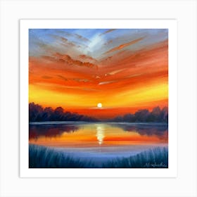 Sunset Over The Lake Art Print