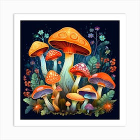 Mushrooms In The Forest 72 Art Print