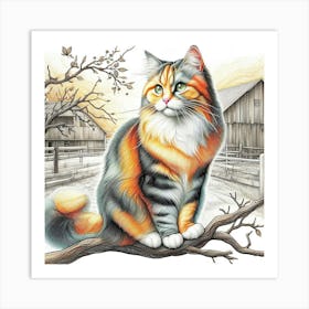 Feline Cat Creative Artwork Illustration 153 Art Print