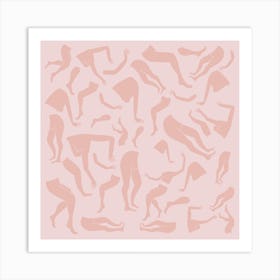 Pink And Pink Figures Square Art Print