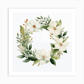 Magnolia Wreath 1 Art Print