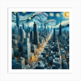 Starry Night Cityscape Art Print