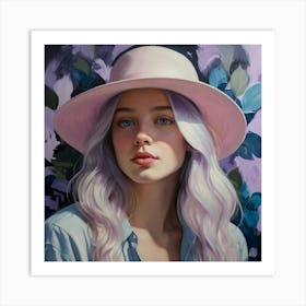 Portrait Of A Girl With Pink Hair 1 Art Print