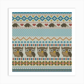 Owls On A Scarf Art Print