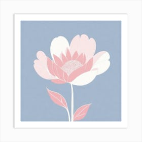 A White And Pink Flower In Minimalist Style Square Composition 508 Art Print