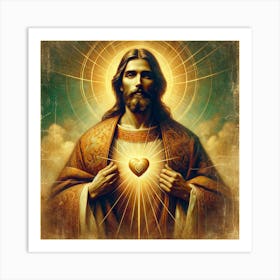 Jesus With Heart Art Print