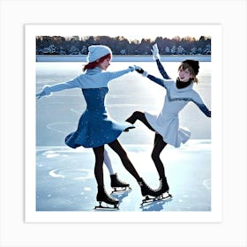 Girls Skating Art Print